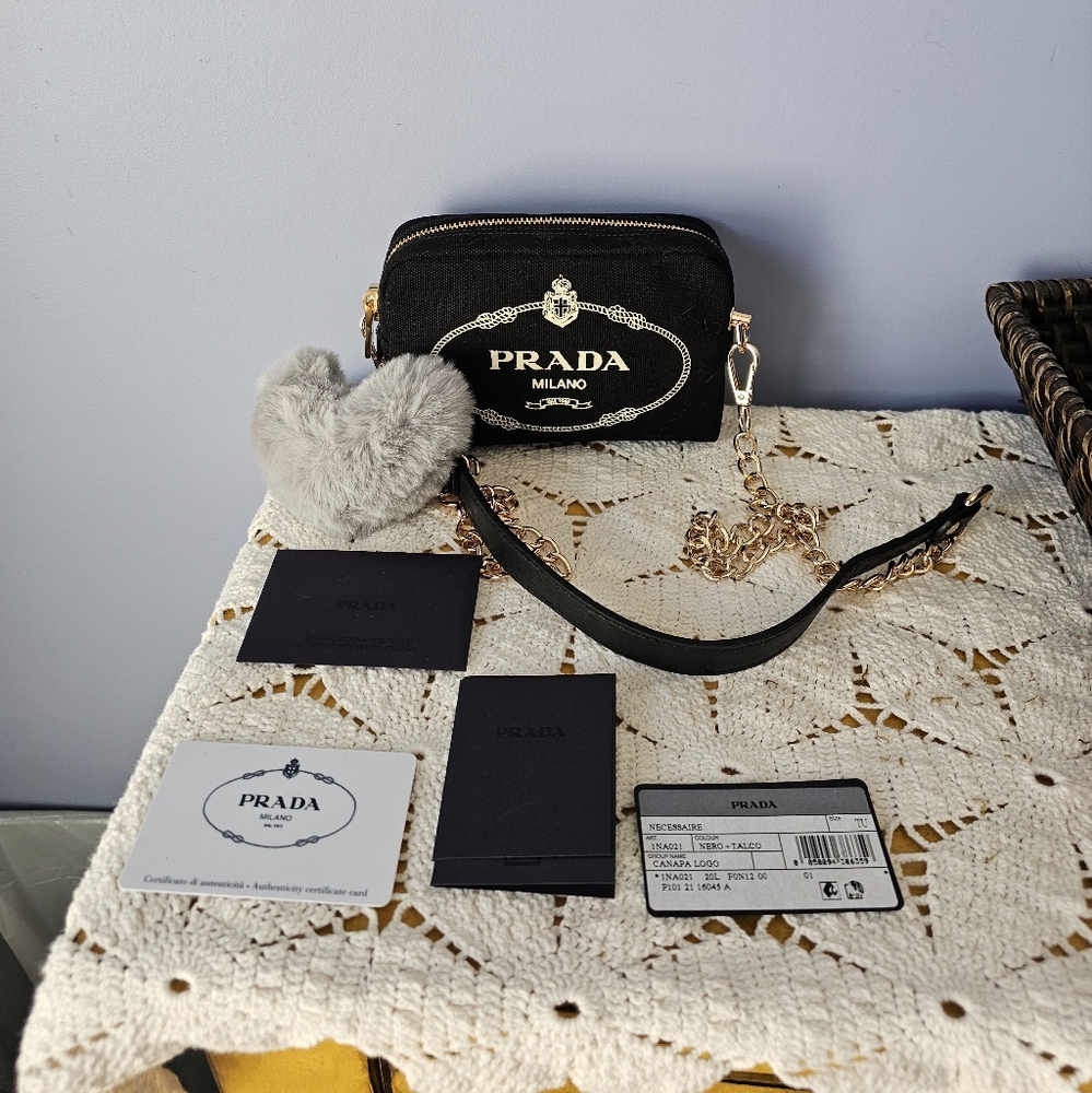 Prada canapa canvas pouch